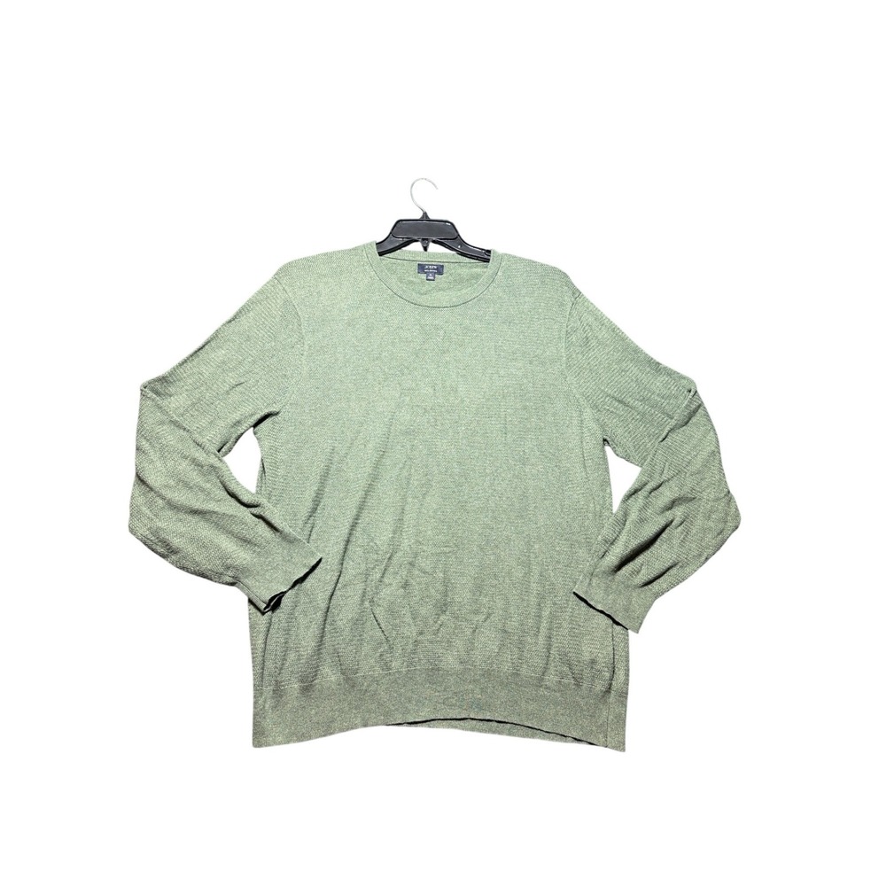 J.Crew Crewneck Sweater Mens XL Green Excellent Condition Cotton Textured Knit